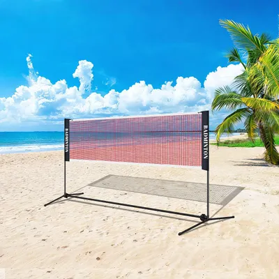 Image de Filet de badminton portable Vigevee de 3,1 m, réglable en hauteur de 85 à 155 cm, filet en polypropylène et structure galvanisée, avec sac de transport pour une utilisation en intérieur et en extérieur
