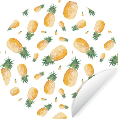 Produktbild von MuchoWow® Runde Wandtattoo - Wandsticker Tapete Aufkleber Ananas - Obst - Design Ø 80 cm Selbstklebend und Repositionierbar - Wandaufkleber - Kreis - Mauerkreis - Wand Bilder - Wandsticker - Wohnzimmer Dekoration - Dekoration für die Wände - Aluminium - Babyzimmer