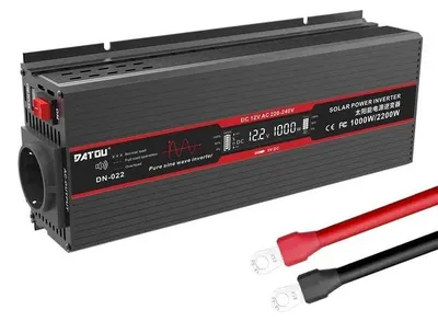 Zdjęcie produktu dla Falownik sinusoidalny – DN-022 – 12 V DC na 220–240 V AC – moc ciągła 1000 W – wtyczka UE – 50 Hz – czarny