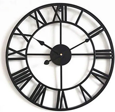 Zdjęcie produktu dla Przemysłowy zegar ścienny – nowoczesny zegar stylowy – metalowy – 40 cm – do mieszkań, kuchni, sypialni, biur i szkół – czarny
