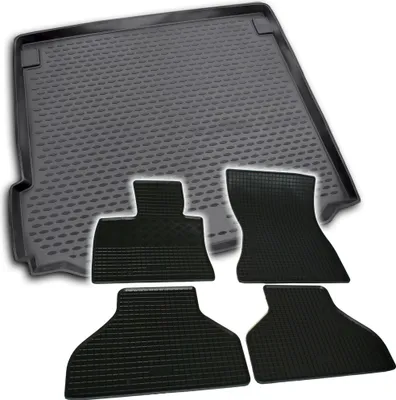Produktbild von Gummi Kofferraumwanne + Fußmatten Set für BMW X5 E70, Bj. 2/2007-10/2013