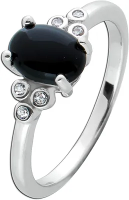 Produktbild von Onyx Ring Silber 925 schwarzer Edelstein weiße Zirkonia  20