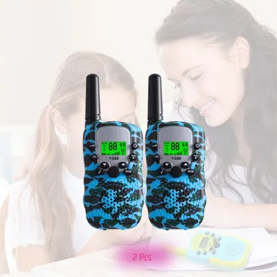 Produktbild von Kinder Walkie Talkie 2PCS Outdoor Remote Control Interaktives Spielzeug mit Hintergrundbeleuchtung LCD-Taschenlampe Urlaub Geschenk für Jungen und Mädchen