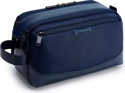 Produktbild von BAGSMART Herren Kulturbeutel Leder Reise Rasierbeutel Marineblau
