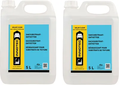 Immagine prodotto di 2 pezzi INNOTEC Solar Clean 5 L – Sgrassante per substrati di tetti in PVC ed EPDM – pulisce e sgrassa le superfici dei tetti e i moduli solari in plastica