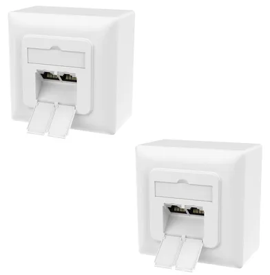 Productafbeelding van 2x Cat6A Universele Netwerkdoos met 2x RJ45-poorten 10 Gbit/s Afscherming
