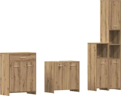 Zdjęcie produktu dla vidaXL 4-częściowy zestaw mebli łazienkowych z drewna dębowego Artisan