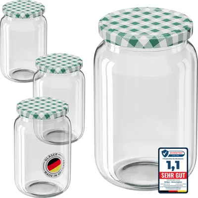 Produktbild von 6x WELLGRO Einmachgläser 720ml – Schraubdeckel TO82 Rundglas