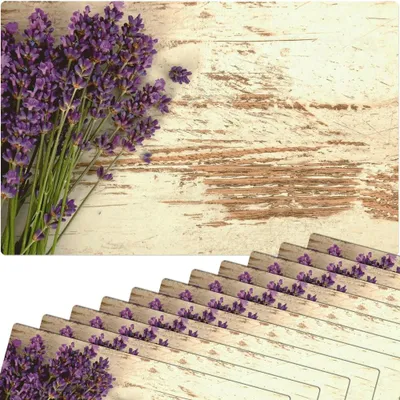 Produktbild von Abwaschbare Tischsets 12er Set Vintage Lavendel Blumen