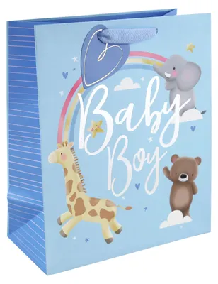 Produktbild von Clairefontaine 6x Große Geschenktasche, Baby Boy, 26,5x14x33 cm - Blau 35389-2C