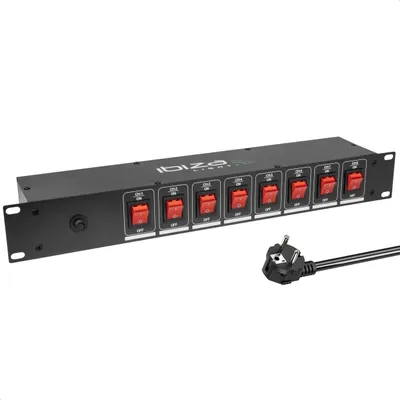 Produktbild von LC806S - IBIZA - 19" 8-Fach Einbausteckdosenleiste mit dediziertem Schalter - Al
