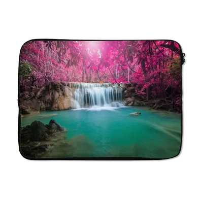 Produktbild von MuchoWow® Laptop Hülle 14 ZollWasserfall - Baum - Rosa - Natur Laptoptasche - Laptoptasche - Stoßsicher - Schutzhaube