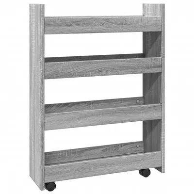 Image de Chariot de rangement étroit 4 niveaux sonoma gris