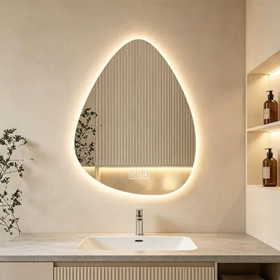 Produktbild von ZELURXX LED Badspiegel mit Touch-Schalter, 3 Lichtfarben, dimmbar, Anti-Beschlag, 5 mm kupferfreies Spiegelglas, 40x60 cm