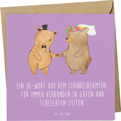 Produktbild von Mr. & Mrs. Panda Glückwunschkarte Standesamtliche Trauung Versprechen - Lavendeltraum - Geschenk, Grußkarte, doppelkarte, anlasskarte, Hochtzeit, Eheversprechen, Ja-Wort