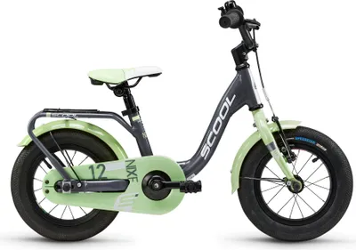 Produktbild von 12 Zoll Kinderfahrrad, 1-Gang, Kinderfahrrad, S’COOL niXe, ab 2 Jahre, ca. 85–100 cm, Dunkelgrau/Hellgrün
