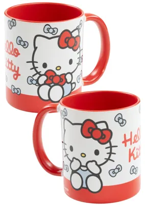 Produktbild von Hello Kitty Tasse - Schleifen Kaffeetasse Becher Kaffeebecher aus Keramik 320 ml Rot/Weiß