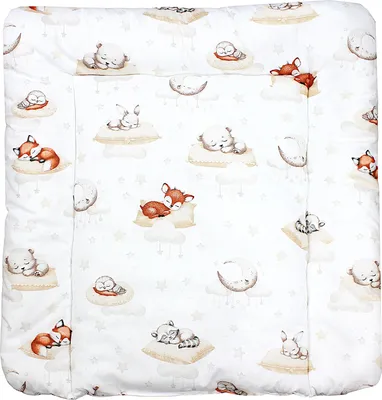 Produktbild von TupTam Baby Wickeltischauflage mit Baumwollbezug Gemustert, Farbe: Schlafende Baby Tiere / Beige, Größe: 75 x 85 cm