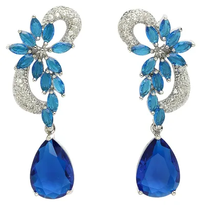 Image de AVANT-GARDE PARIS Boucles d'oreilles pendantes florales modernes en zircone de la collection Diva
