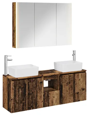 Image de vidaXL Ensemble de 4 meubles de salle de bain, en bois de récupération et en panneaux de particules