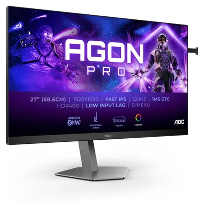 Produktbild von AOC AGON PRO AG276FK - LED-Monitor - Gaming - 68.5 cm (27") - 1920 x 1080 Full HD (1080p) @ 520 Hz - IPS - 400 cd/m² - 1000:1 - DisplayHDR 400 - 0.5 ms - 2xHDMI, 2xDisplayPort - Lautsprecher - schwarz matt, Matte Gray, Dunkelgrau, matt