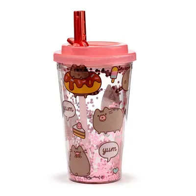 Obrázok produktu pre Kubek Pusheen z pokrywką i słomką 450 ml