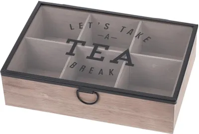Produktbild von HOME STYLING COLLECTION Aufbewahrungsbox für Teebeutel Teebox Teekiste aus Holz mit 6 Fächern
