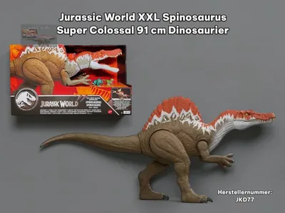 Produktbild von Jurassic World Riesendino Spinosaurus-Paket, ca. 99 cm langes Dinosaurierspielzeug und 2 Minifiguren, 4 Jahr(e), Mehrfarbig, Kunststoff