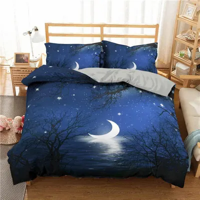 Produktbild von Bettwäsche Set Karikatur Mond Stern 220x240cm 2 Kissenbezüge 80x80cm Mikrofaser