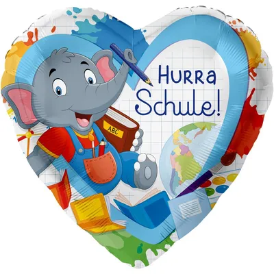 Produktbild von Folienballon Herz Elefant Schule 45cm