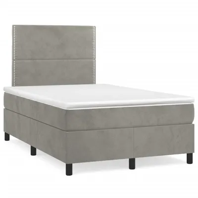 Produktbild von vidaXL Boxspringbett mit Matratze Hellgrau 120x200 cm Samt