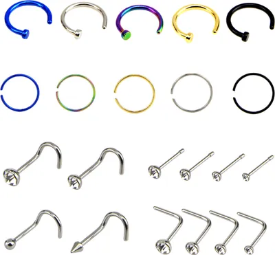 Produktbild von 1 Set Nasenring, glänzend, exquisit, einfach, langlebig, geometrischer Nasenring für Abschlussball