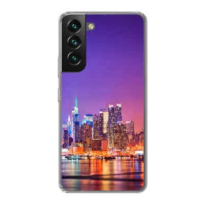 Produktbild von MuchoWow® Handyhülle Schutzhülle Hülle für Samsung Galaxy S22 Plus New York - Skyline - Lila Silikon Softcase Handy Hülle - Schutzabdeckung