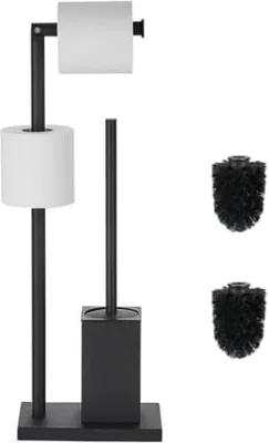 Image de Porte-papier hygiénique sur pied en acier inoxydable, sans support, avec fixation