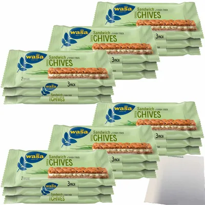 Produktbild von Wasa Knäckebrot Sandwich Käse & Schnittlauch Multipack 6er Pack (6x111g Packung) + usy Block