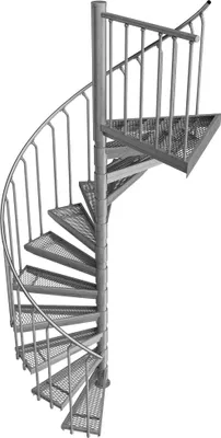 Produktbild von Spindeltreppe Ø 160 cm | Höhen: 216-233 cm | 11 Stufen, ein Podest | Streckgitter Stufenbelag, Feuerverzinkt