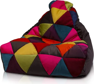 Produktbild von Ecopuf Keiko Patchwork, Pouf Sessel Bean Bag Sitzsack, Mikrofaser, Braun A84, M
