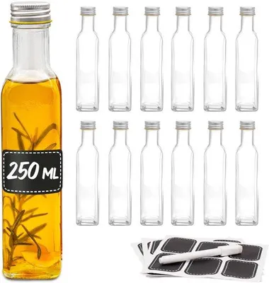 Productafbeelding van Set van 12 Lege Glazen Flessen met Schroefdop 250ml