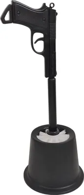 Produktbild von Pistole Toilettenbürste mit Halter in schwarz - hält dein WC in Schuss!