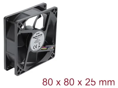 Productafbeelding van Axiale ventilator 48V DC, 80x80x25mm, met 4-pins PWM-aansluiting, zwart