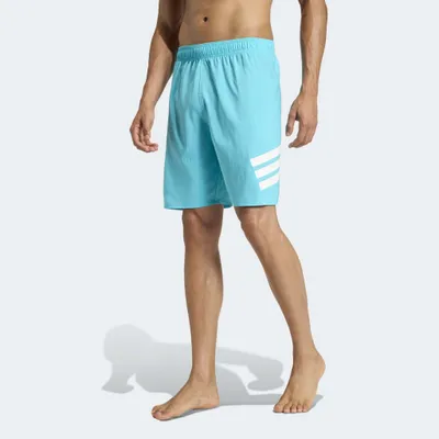 Zdjęcie produktu dla Spodenki pływackie męskie adidas Stripes, 8 cali, kolor: Lucid Cyan/White, rozmiar: XXL