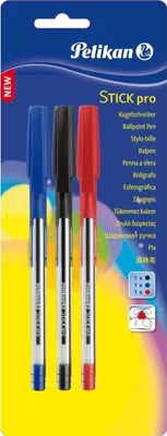 Produktbild von Pelikan Stick Pro K91 Kugelschreiber - farbig sortiert - 3 Stück