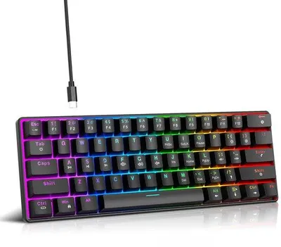 Produktbild von Mechanisch Mini-Tastatur mit 61 Tasten, hot-swappable, roter Switch, RGB-Hintergrundbeleuchtung