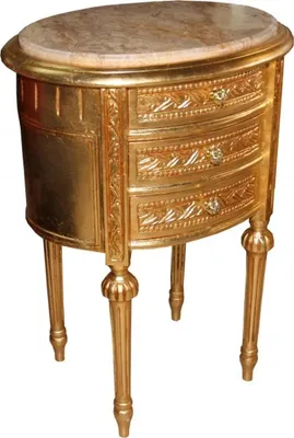 Produktbild von Casa Padrino Barock Kommode Gold mit Marmorplatte H 70 cm, B 52 cm - Nachttisch Konsole