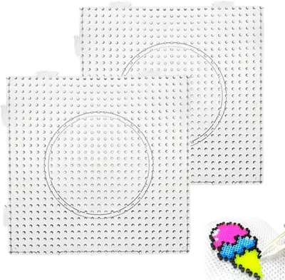 Image de Perles à repasser, plaques à perles, 2 pièces, perles de 2,6 mm, ensembles de plaques transparentes avec 4 feuilles de papier à repasser (14 x 14 cm)