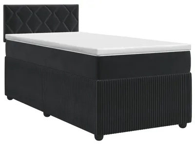 Image de vidaXL Lit boxspring avec matelas noir 90 x 200 cm velours