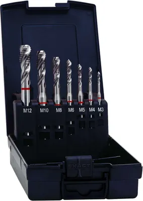 Produktbild von EXACT Maschinengewindebohrer-Set 7teilig metrisch Rechtsschneidend Exact 43694 DIN 371 HSS-E Form C