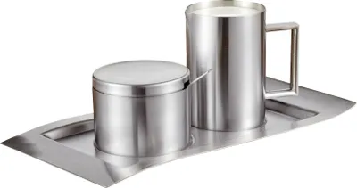 Produktbild von Esmeyer 4-teiliges Milch und Zucker Set "WAVE", aus gebürstetem Edelstahl 18/10 , 400-1655