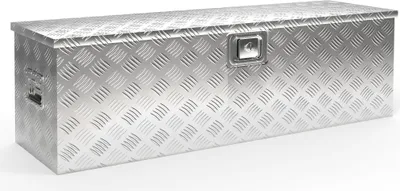 Image de Wiltec Caisse à outils en aluminium – 124 x 37 x 38 cm – 170 litres – Boîte à outils alu ondulé – Vérins à gaz, poignées – Transport Rangement