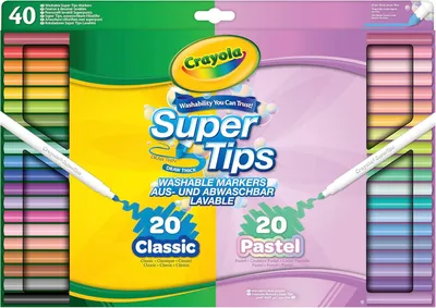 Image de Lot de feutres Crayola - Supertips, couleurs pastel classiques, 40 pièces